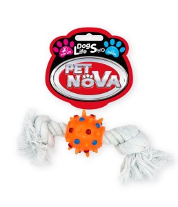 PET NOVA PIŁKA POMARAŃCZOWA NA SZNURZE DLA PSA 26cm