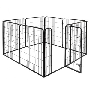 Metalowy Kojec Bez Progu Składany dla psa – L Heavy 8 paneli 77 × 101 cm