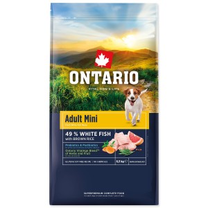 Ontario Adult Mini Fish & Brown Rice 6,5kg Sucha karma dla psa z białą rybą