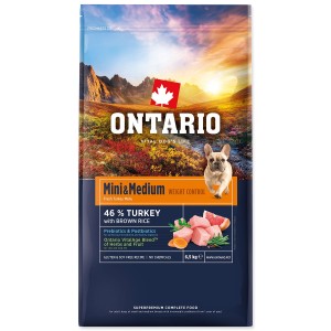 Ontario Mini & Medium Weight Control Turkey & Brown Rice 6,5kg