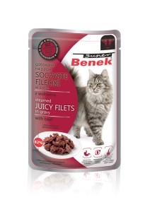 Super Benek Fileciki w sosie z wołowiną - Saszetka dla kota 85g