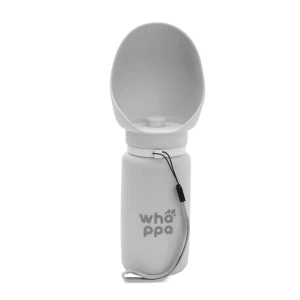 Whappa BUTELKA Turystyczna na wodę dla psa - składany bidon z miską 0,55L szary