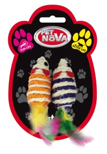 PET NOVA myszki sizalowe dla kota 2 szt 7×3cm zabawka dla kota
