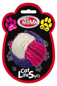 PET NOVA piłka sizalowa dla kota 6 cm, naturalna zabawka