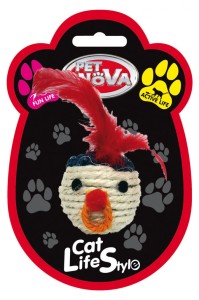 PET NOVA sizalowa zabawka dla kota z piórkami 5 cm