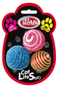 PET NOVA zestaw 3 piłeczek dla kota 4 cm
